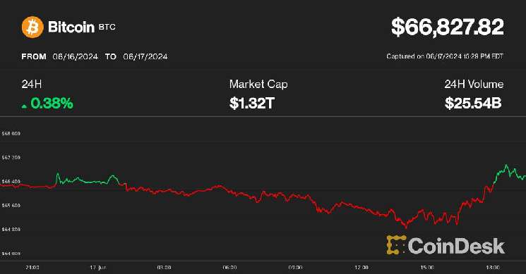 Bitcoin подскочил до 67 тысяч долларов, а майнеры BTC выросли на 5–10%; XRP лидирует среди альткойнов